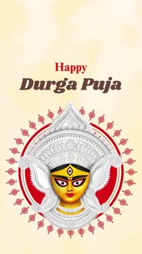 Durga Ashtami Maha Ashtami Red White and Yellow Traditional Greeting Video Story