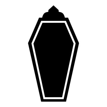 Minimalist black and white coffin silhouette vector design for funeral memorial, death anniversary, or end-of-life
