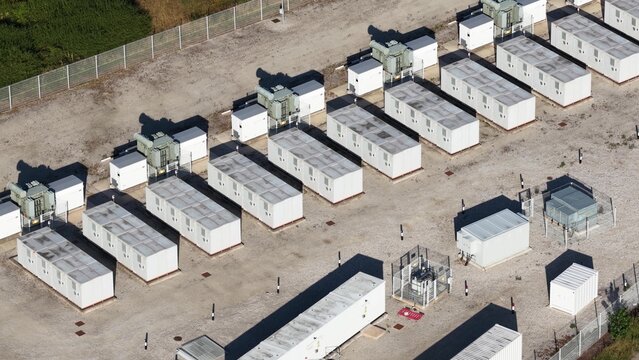 Aerial view of battery energy storage system facility