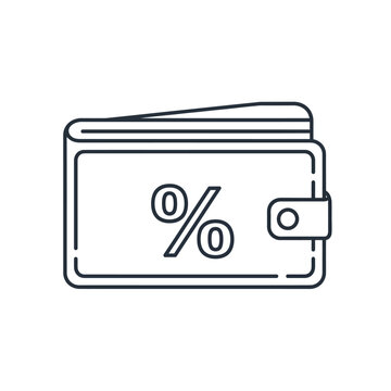 Wallet With Percentage Symbol Line Icon.