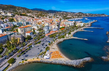 View of Sanremo in the province of Imperia. Liguria, Italy