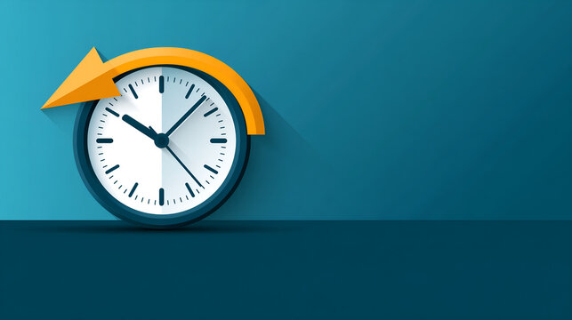 Wall clock with an arrow sweeping the hour back one step