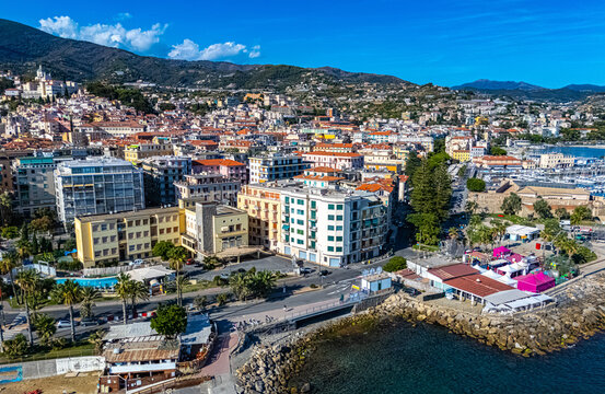 View of Sanremo in the province of Imperia. Liguria, Italy