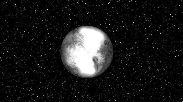 Textured moon animation floats amidst cosmic nebula dust in space. Astronomical planetary orbit coordinates guide this textured moon. Deep celestial exploration showcases moon.