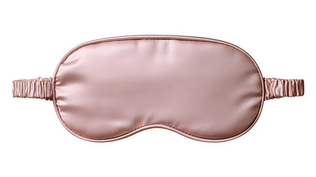 A professional studio shot of a luxury silk sleep eye mask pastel pink color, clean PNG isolated on a solid white background