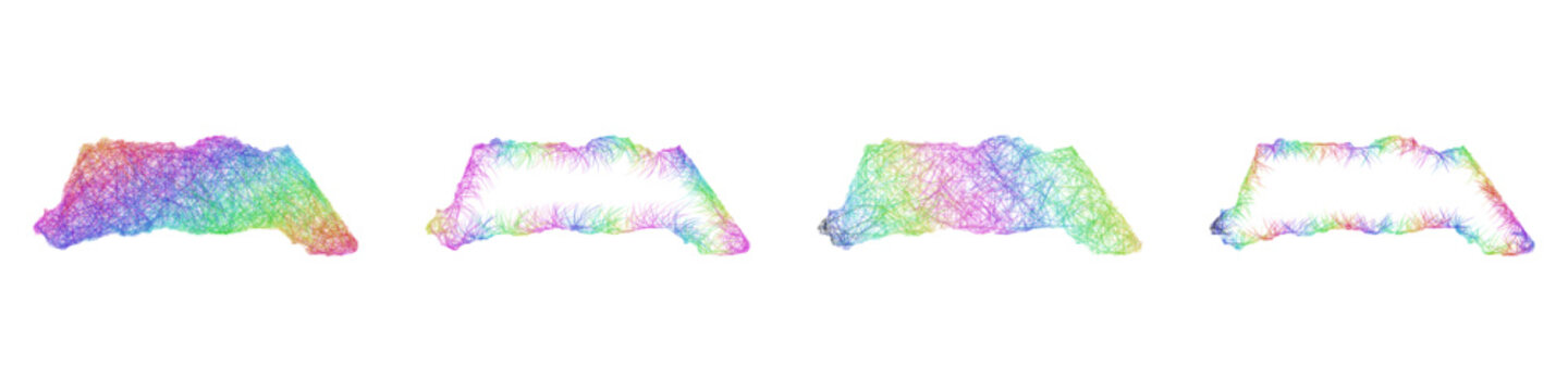 Rainbow color sketch Arauca, Colombia outline map design set
