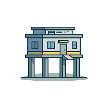 Modern Stilt House Vector Illustration