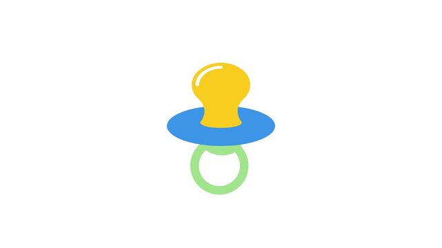 Vector Baby Pacifier Icon with Cute Dynamic Squash and Stretch Loop Animation