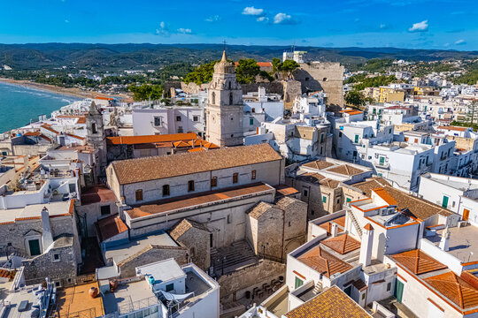 Aerial view of Vieste in the province of Foggia, Apulia, Italy