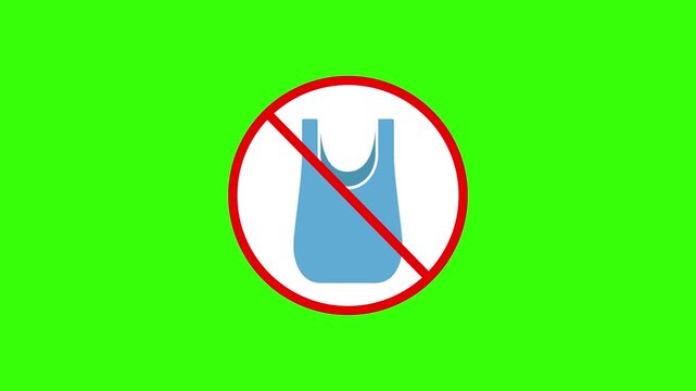 No Plastic Bags Prohibited Sign Icon Animated Environmental Warning Loop