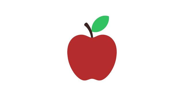 Minimalist Red Apple Vector Graphic Icon with Dynamic Organic Loop Animation