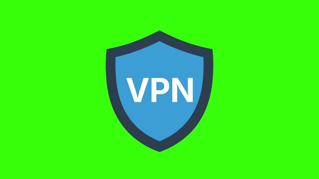 Looping VPN Shield Cyber Security Animated Icon on Chroma Key Green Screen