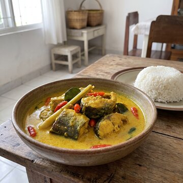 Riau, Indonesia Gulai Ikan Patin &ndash; Traditional Indonesian Catfish Curry