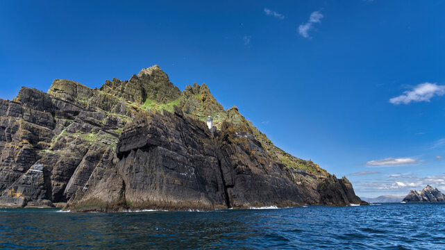 Panoramic view of Skellig Michael island from sea with Little Skellig in distance Kerry Ireland