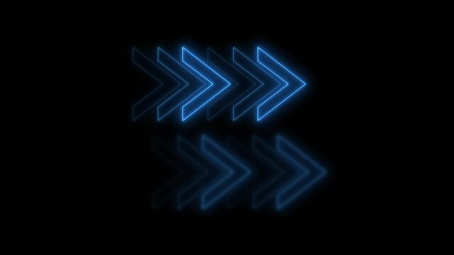 Directional arrows animation points rightward over dark reflections. Sequential navigation guidance telemetry guides directional arrows. Interface progression drives arrows.