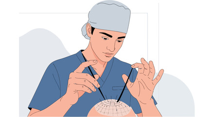 Obraz premium Surgeon Performing Delicate Procedure Isolated Transparent Background