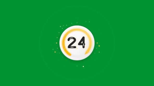twenty four hours express shipping and delivery service icon with rotating circular orange loading progress ring animation on solid chroma key green screen background
