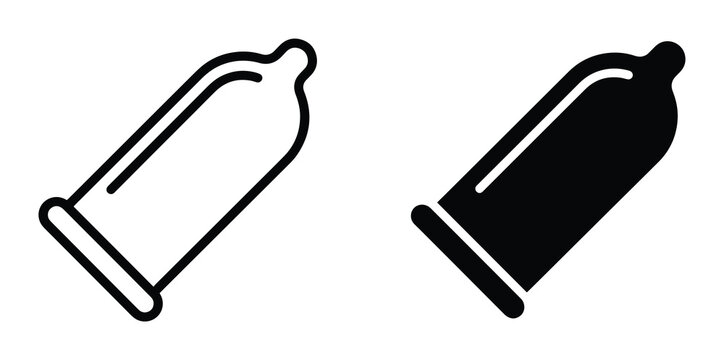 Condom Icons, Safe Sex Symbols, Latex Protection Vector Graphics