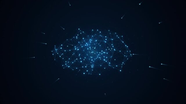 Blue Magical Explosion with Glowing Stars and Sparkling Light Effects on Dark Background, Abstract Christmas Holiday Space Animation Concept