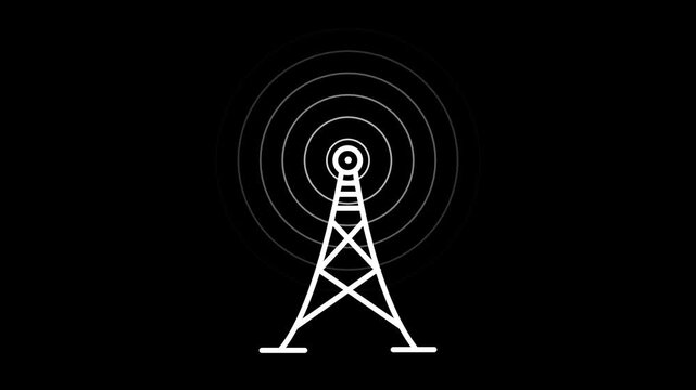 Radio waves tower connective network and signal waves . communication tower produce radio wave. harmful radio frequency for human.4k motion video..