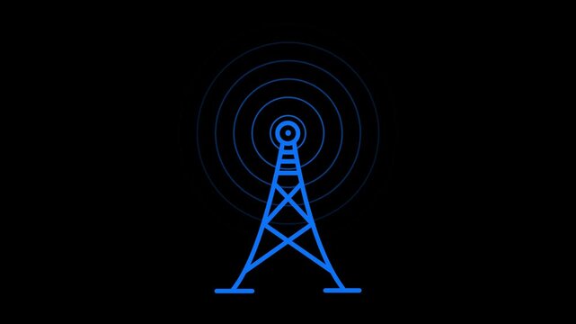Radio waves tower connective network and signal waves . communication tower produce radio wave. harmful radio frequency for human.4k motion video..