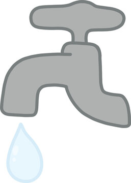Faucet with water drop vector illustration, water saving tap icon