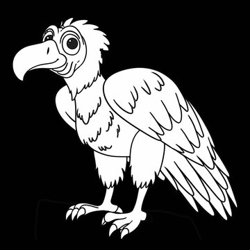 Grumpy Cartoon Bird with Big Curved Beak