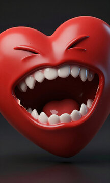 violently red heart toothy maw set dark background harsh directional lighting