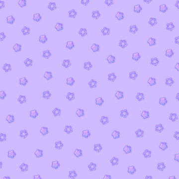 ライトパープル背景のぷっくりとした星柄シームレスパターン背景