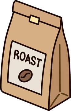 Roasted coffee bean bag vector illustration, coffee roast package icon