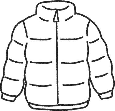 Winter puffer down jacket line art illustration