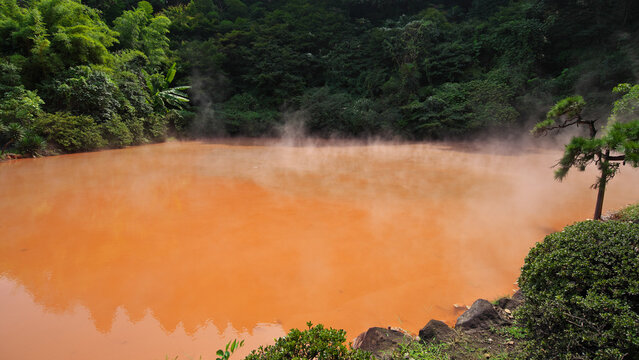 べっぷ地獄めぐりの血の池地獄（Beppu Jigoku, Chinoike Jigoku）