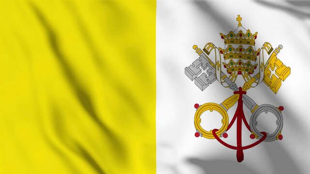 Vatican City waving flag animation loop, ideal for religious, historical, travel, and international content