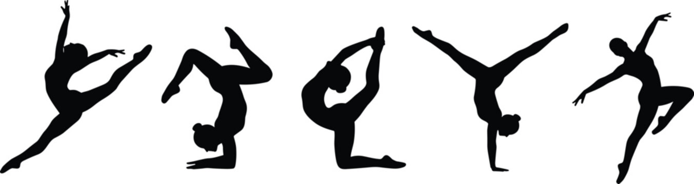 Breakdance Silhouette Collection Featuring Dynamic Acrobatics Handstands Splits and Energetic Street Dance Poses