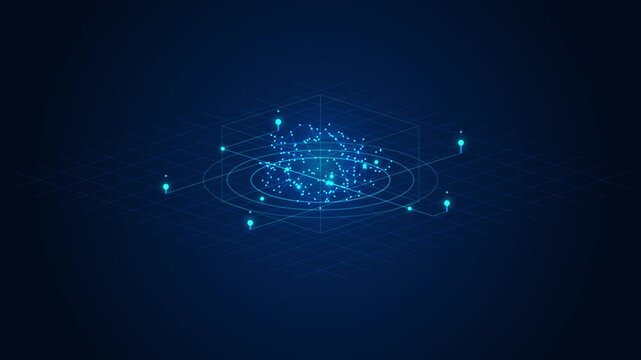AI for Business Processes concept infographics - AI brain icon connected to cybersecurity, risk management, business strategy, market analysis, and customer insights icons - modern isometric