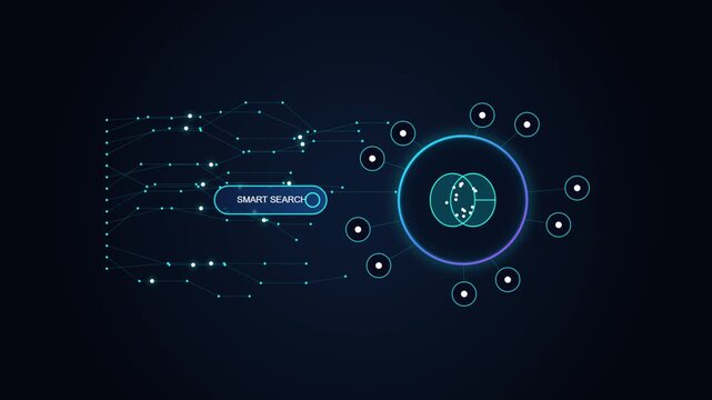 Smart Search with AI for business and work productivity concept - Modern vector with editable stroke icons