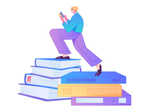 Character reading quietly vector concept operation hand drawn illustration
