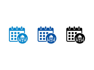 Fototapeta premium Restaurant table reservation calendar icons in blue and black colors for dining schedule management.