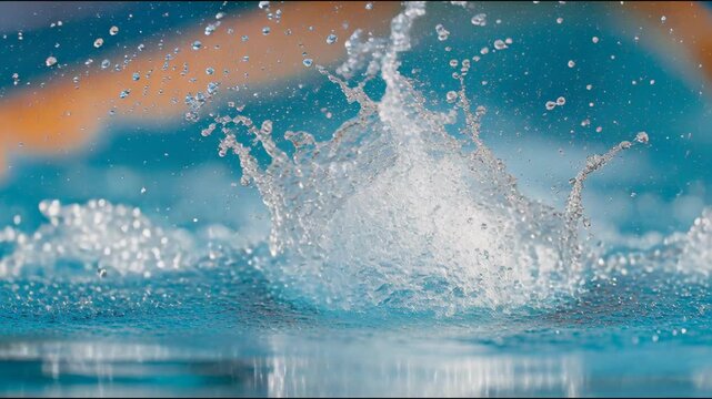 Professional athlete swimming the butterfly stroke with splashes of water during a competition