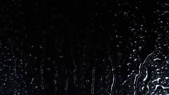 ガラス窓水滴雨垂れ黒背景動画イラスト素材