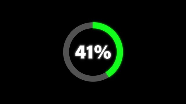 Circular Loading Progress Bar Animation 0 to 41 Percent on black background. Circle Loading icon animation. Loading progress bar loading animation. Progress Bar Animation.
