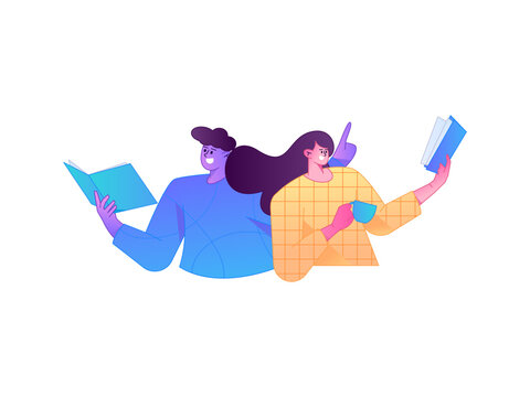 Character reading quietly vector concept operation hand drawn illustration
