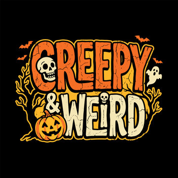 Creepy And Weird Retro Halloween Pumpkin Skull Spooky Tree