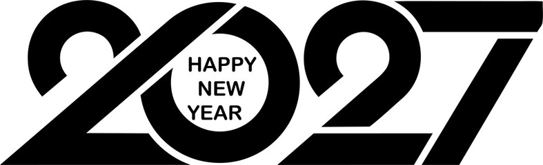 Bold black and white 2027 happy new year typography design with graphic design © Roy