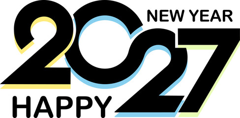 Happy new year 2027 bold graphic typography design with year transition © Roy