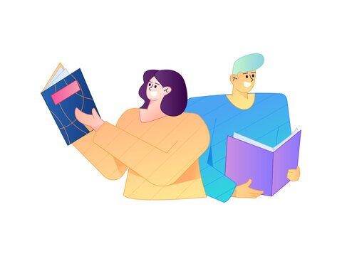 Character reading quietly vector concept operation hand drawn illustration
