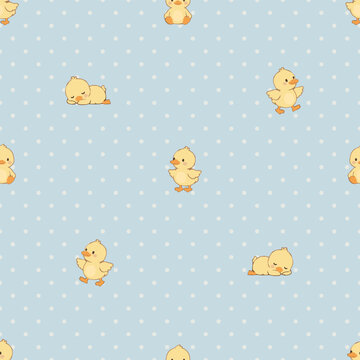 Cute Duck Pattern Seamless Background Pastel Hand Drawn Vector