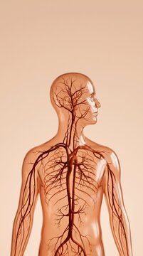 Transparent human figure with glowing nerve network, symbolizing vitality and wellbeing