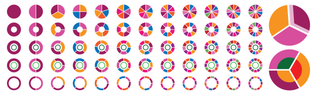infographic, business presentation. Pie chart . Color pizza or donut round diagram UI, web design. Vector illustration.