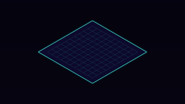 Digital ui wireframe grid elements with popups on black background